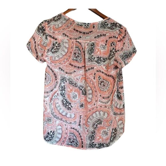 Joie 100% silk short sleeve printed blouse - Picture 10 of 10